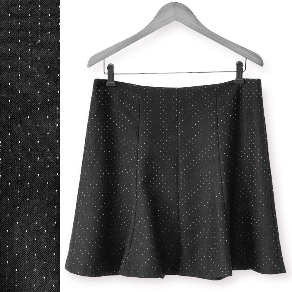 ANN TAYLOR Polka Dots Wool Blend Skirt A-Line Flare Knee Length Back Zip Lined